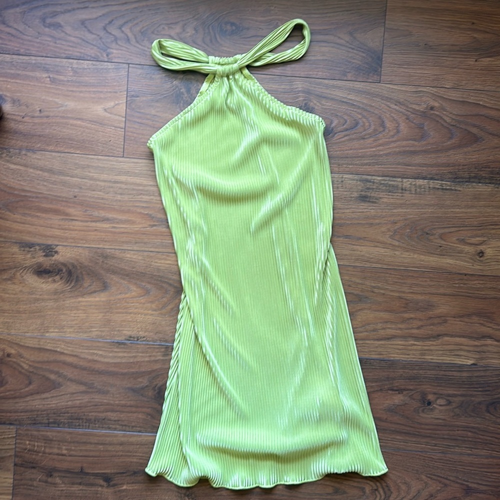 NWT Commense Green Pleated Halter Dress